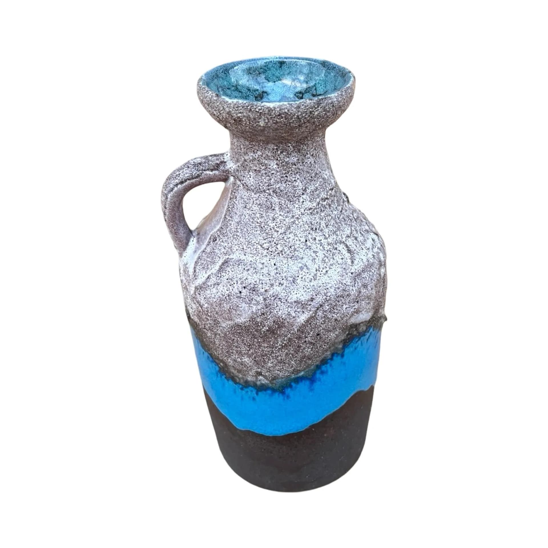 Wazon fat lava, szary, kamionka, Strehla Keramik, Niemcy, lata 70.