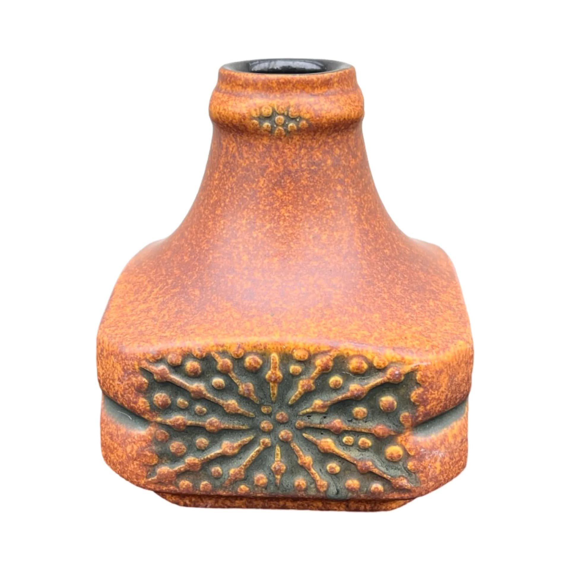 Wazon Op-Art, brązowy, kamionka, Fohr Keramik, Niemcy, lata 70. - 127056