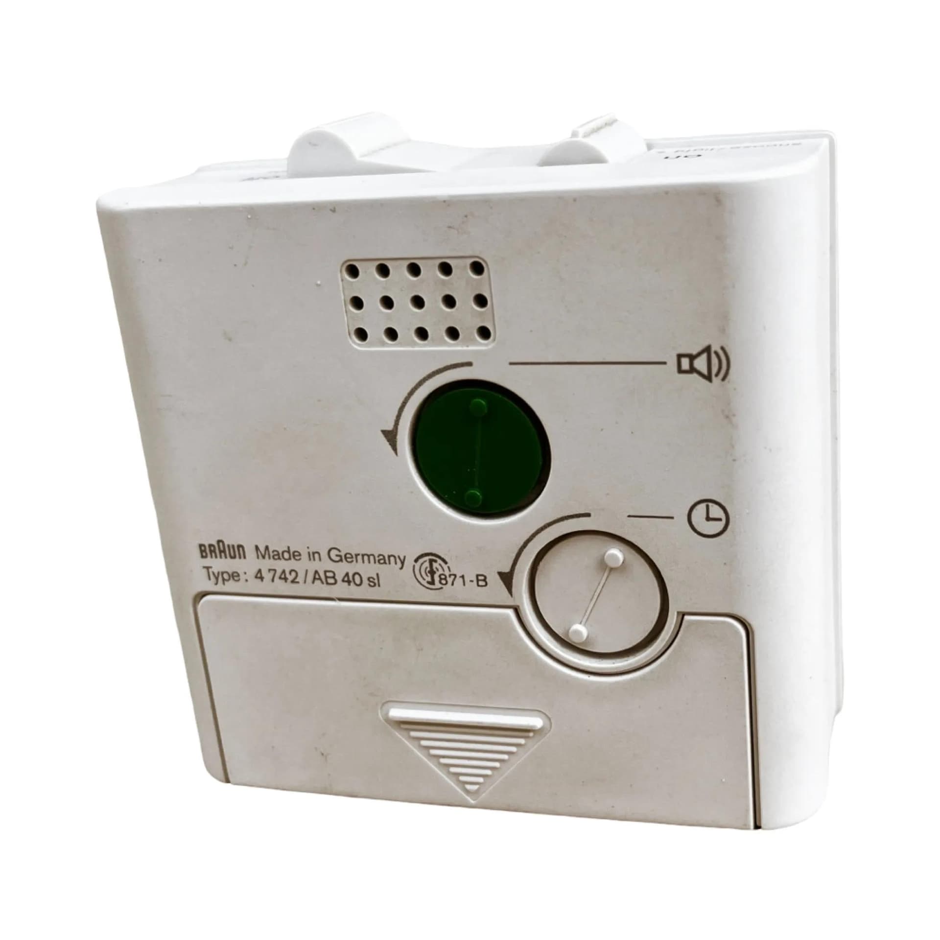 Budzik AB-40, biały, plastik, proj. D. Lubs, Braun, Niemcy, lata 90. - 127052