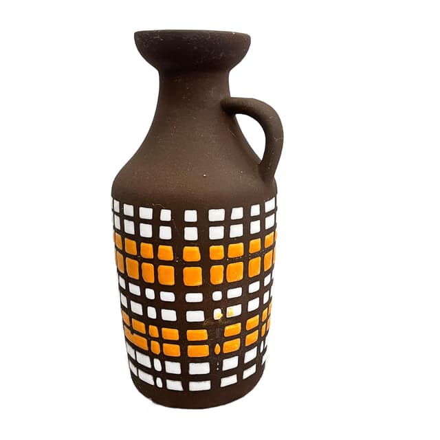 Wazon z uchem, multikolor, kamionka, Strehla Keramik, Niemcy, lata 70. - WYMIARY