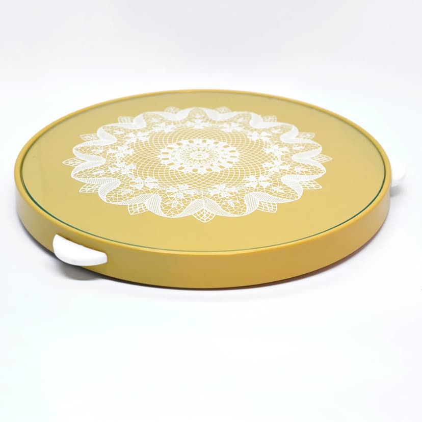 Patera obrotowa, żółty, szkło, tworzywo sztuczne, bakelit, Niemcy, lata 60.