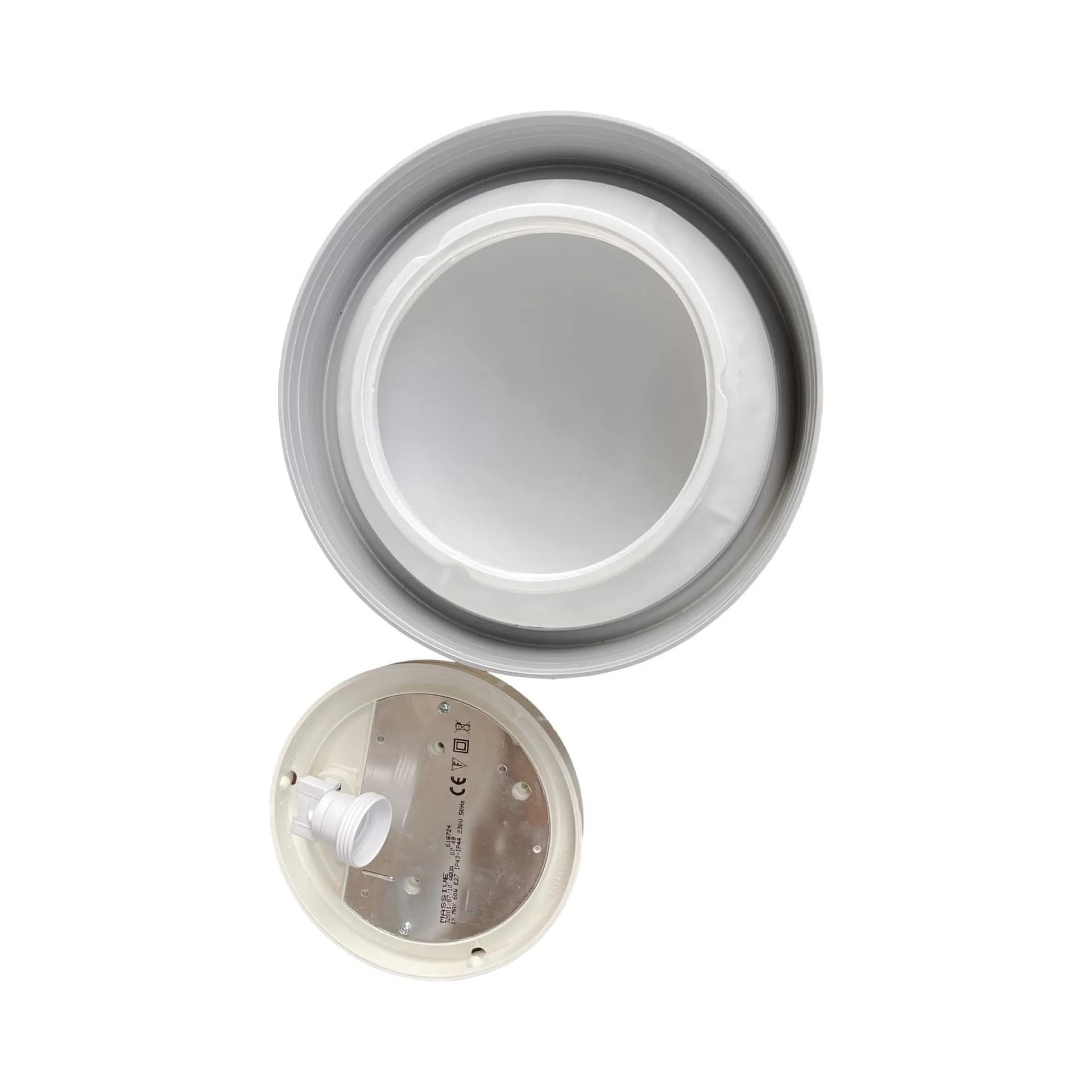 Plafon modernistyczny, szkło opalowe biały, metal szary, Massive, Belgia, lata 90. - 127006