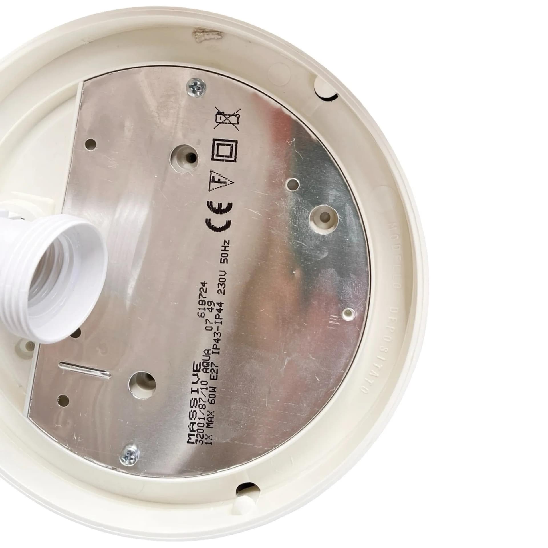 Plafon modernistyczny, szkło opalowe biały, metal szary, Massive, Belgia, lata 90. - 127005