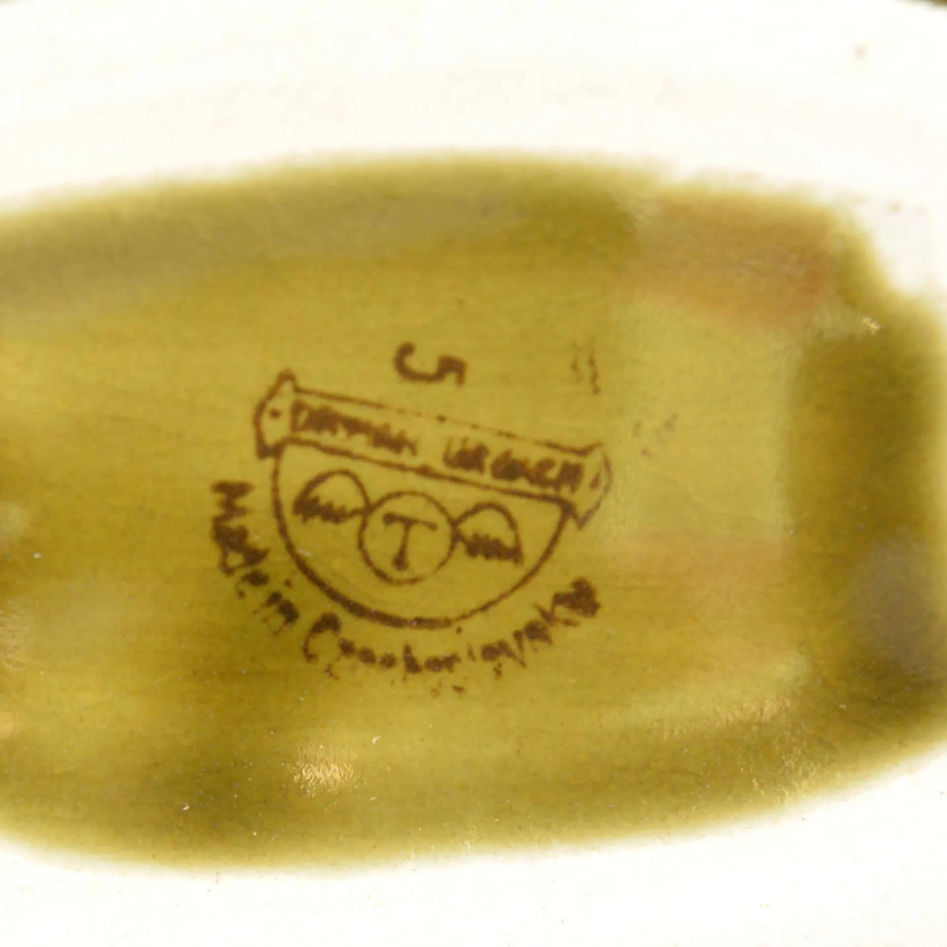 Świecznik Brusel, zielony brązowy, fajans, Ditmar Urbach, Czechosłowacja, lata 60. - 127004