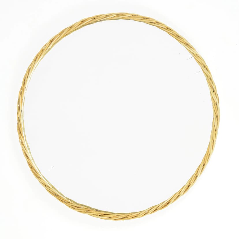 Wall mirror round, beige rattan, Denmark, 1970s