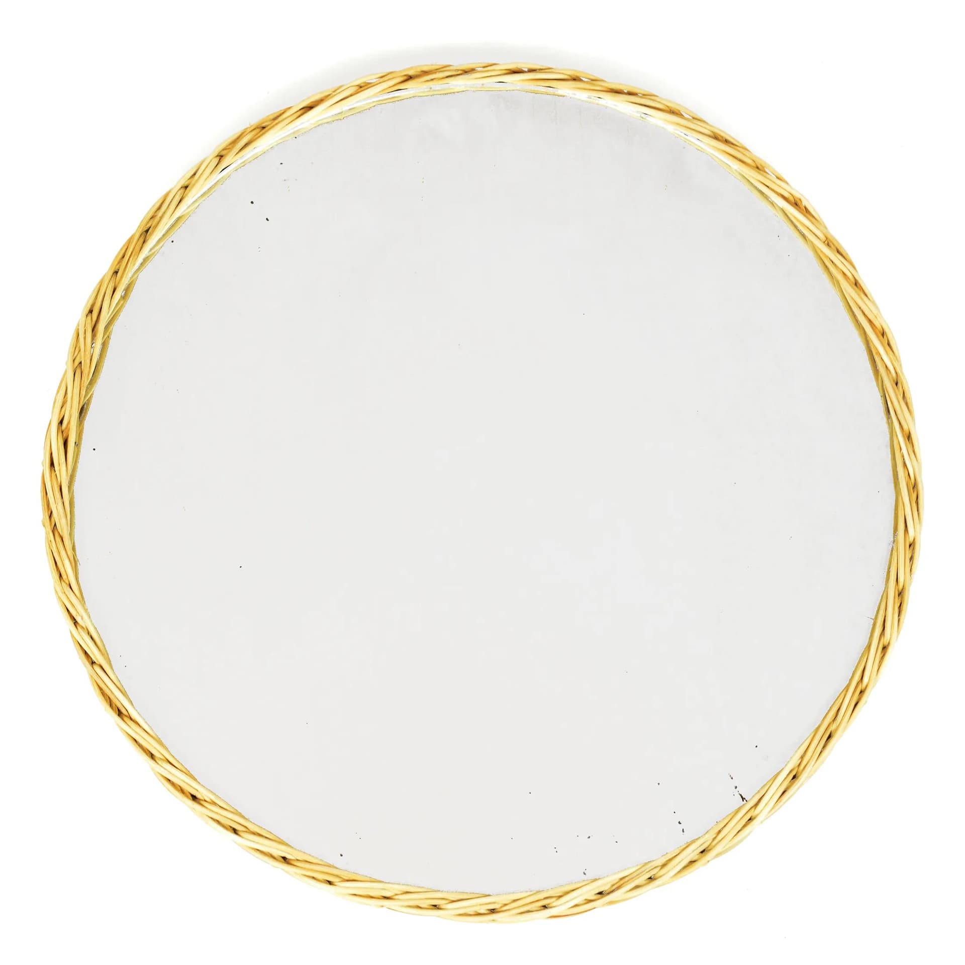 Wall mirror round, beige rattan, Denmark, 1970s - 126958