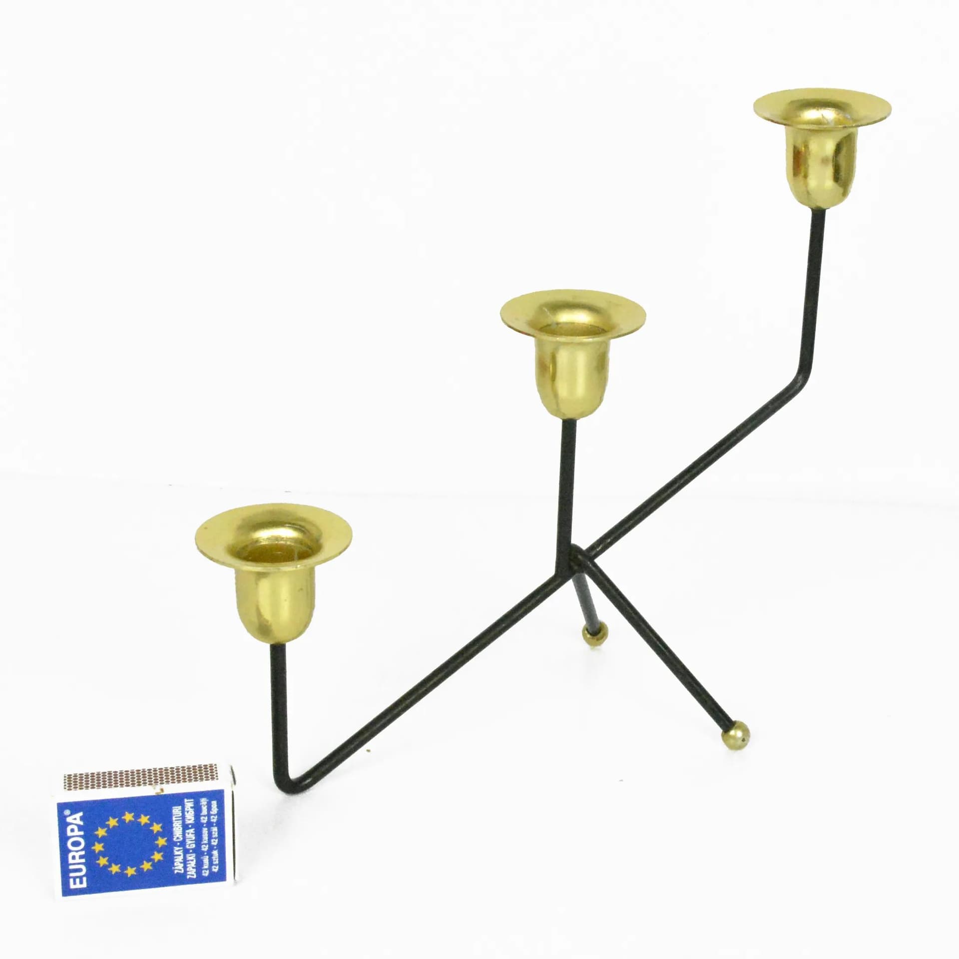 Świecznik stołowy, czarny, aluminium, Belgia, lata 70. - 126907