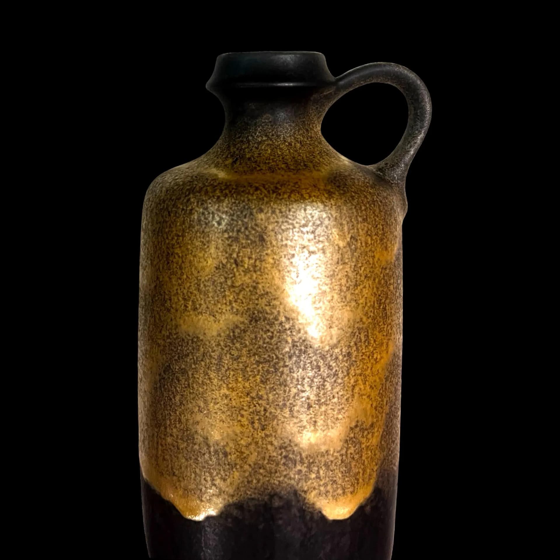 Wazon z uchem Gobi, brązowy ciemnozielony, kamionka, Ceramano, Niemcy, lata 70. - 126861