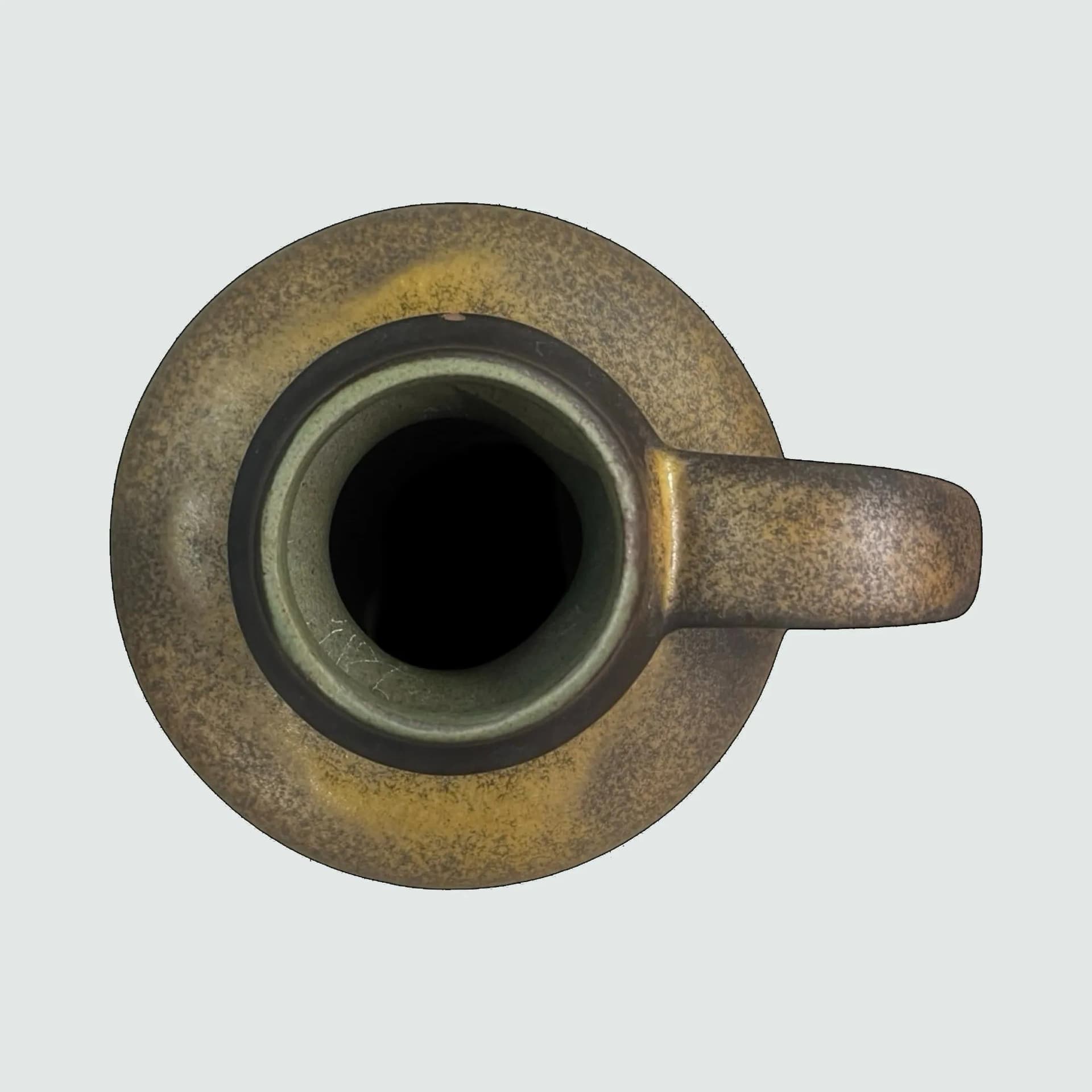 Wazon z uchem Gobi, brązowy ciemnozielony, kamionka, Ceramano, Niemcy, lata 70. - 126858