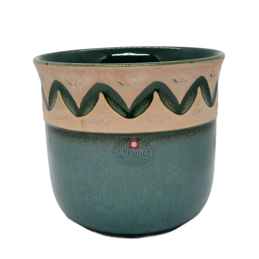 Planter 929-16, bottle green stoneware, Scheurich Keramik, Germany, 1980s.