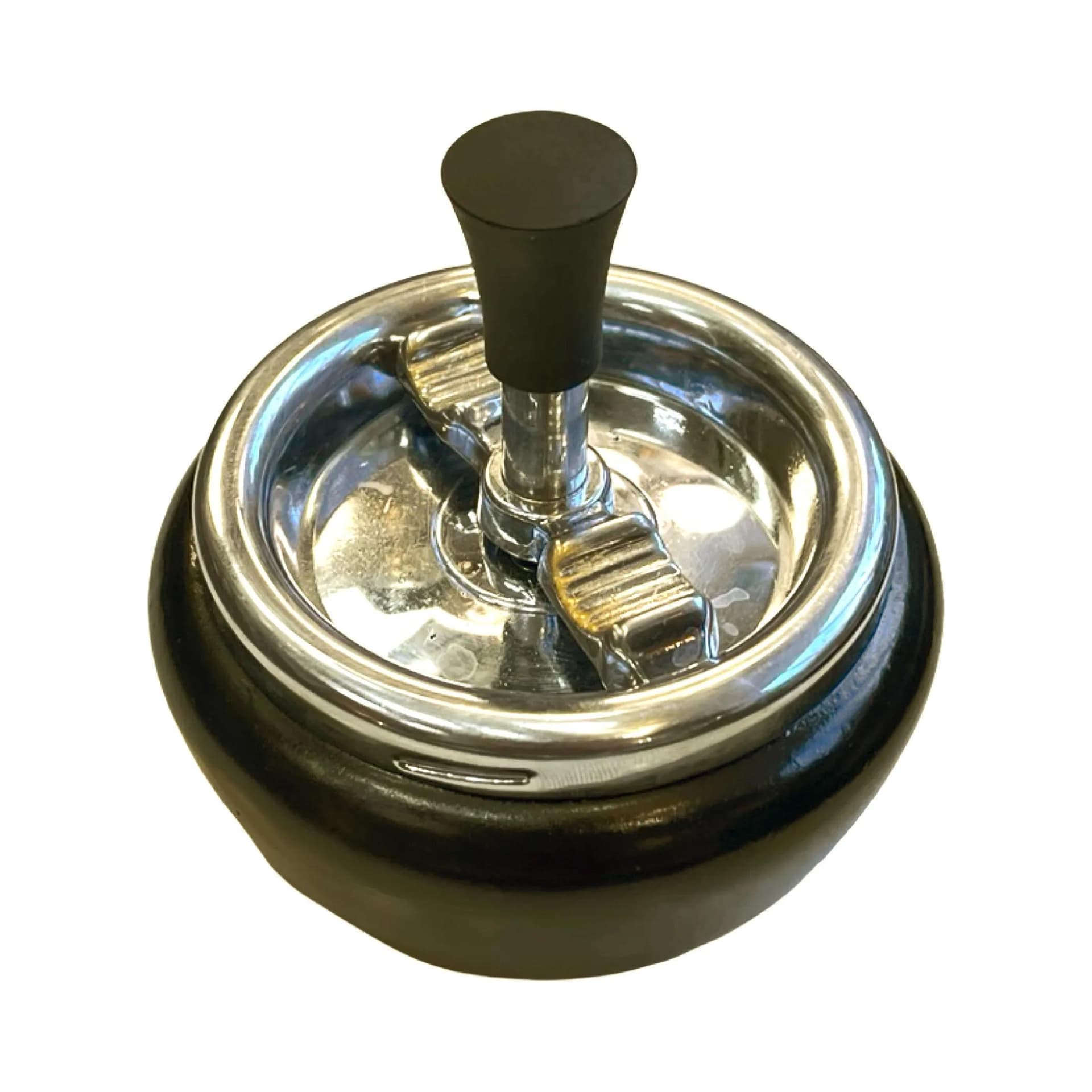 Popielnica Spinning Roulette, czarny bakelit, chromowany metal, Erhard & Söhne, Niemcy, lata 40. - 126820