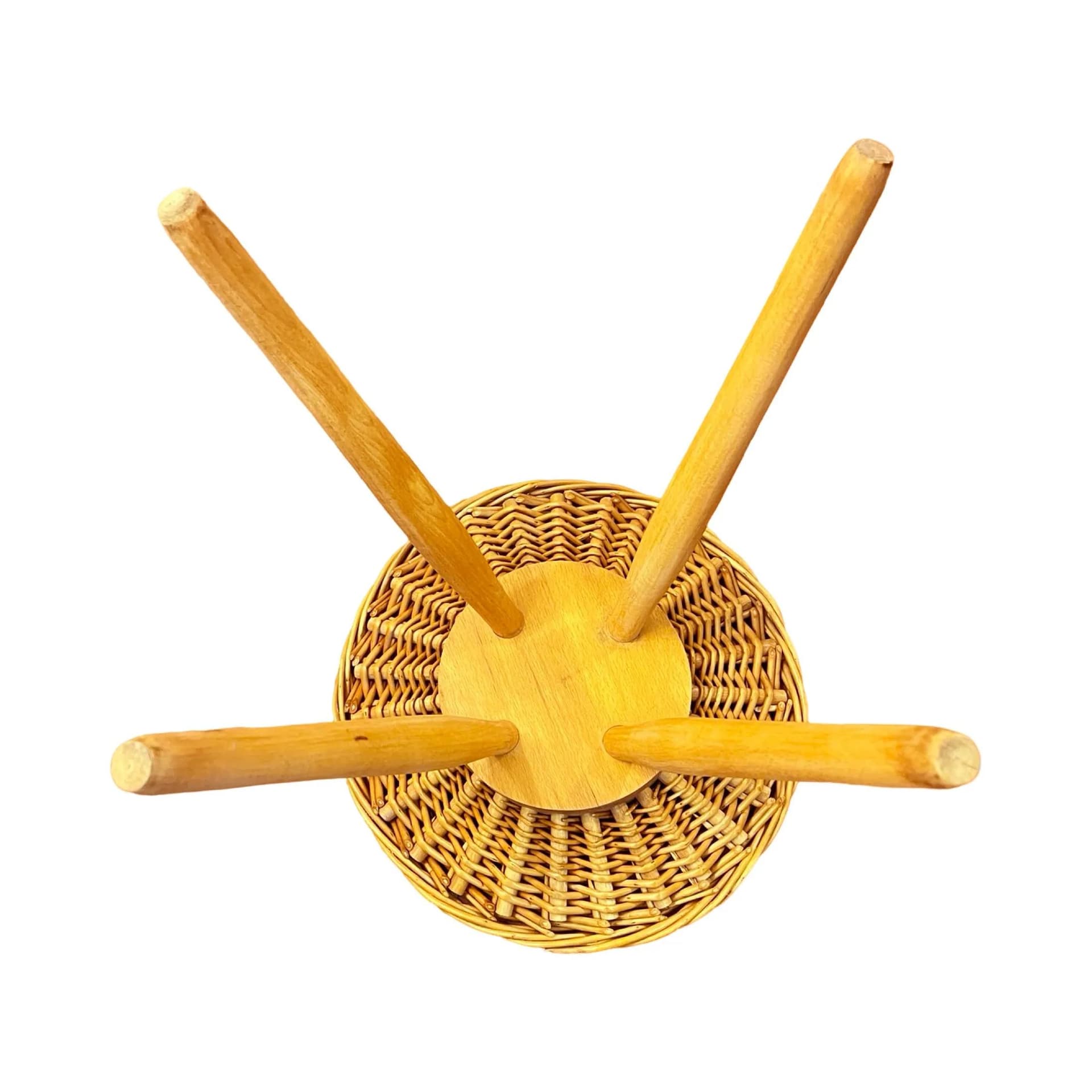 Taboret, rattan brązowy, proj. J. Kalous, Czechosłowacja, lata 60. - 126759