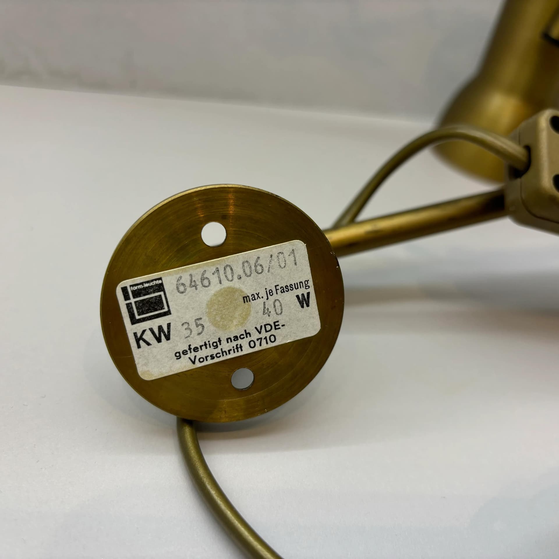 Para kinkietów, mosiądz złoty, KW Leuchten, Niemcy, lata 80. - 8785