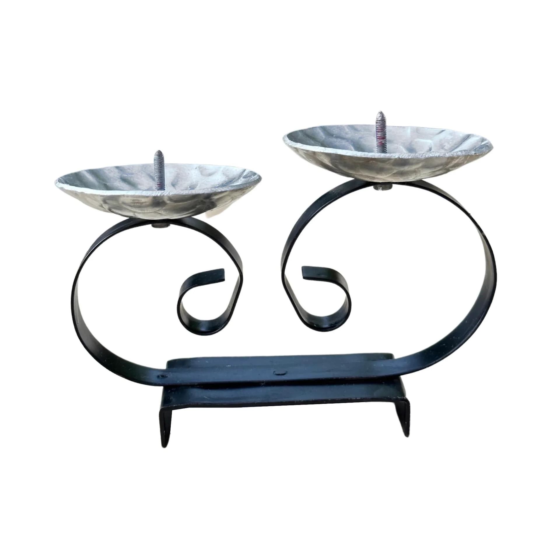 Świecznik mid-century modern, metal czarny, aluminium srebrny, Belgia, lata 60. - 126745