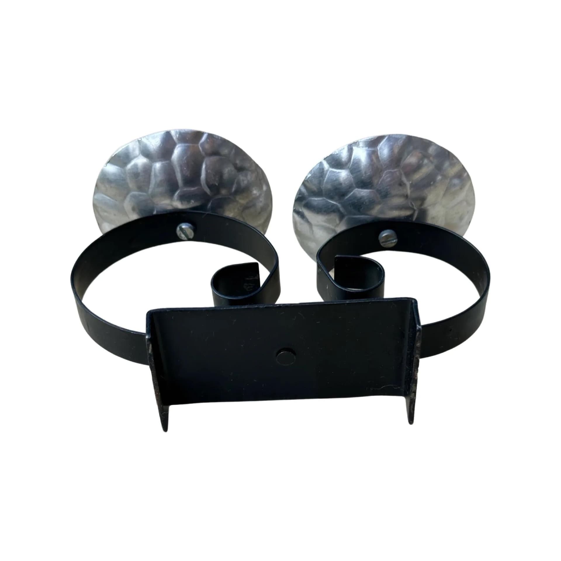 Świecznik mid-century modern, metal czarny, aluminium srebrny, Belgia, lata 60. - 126739