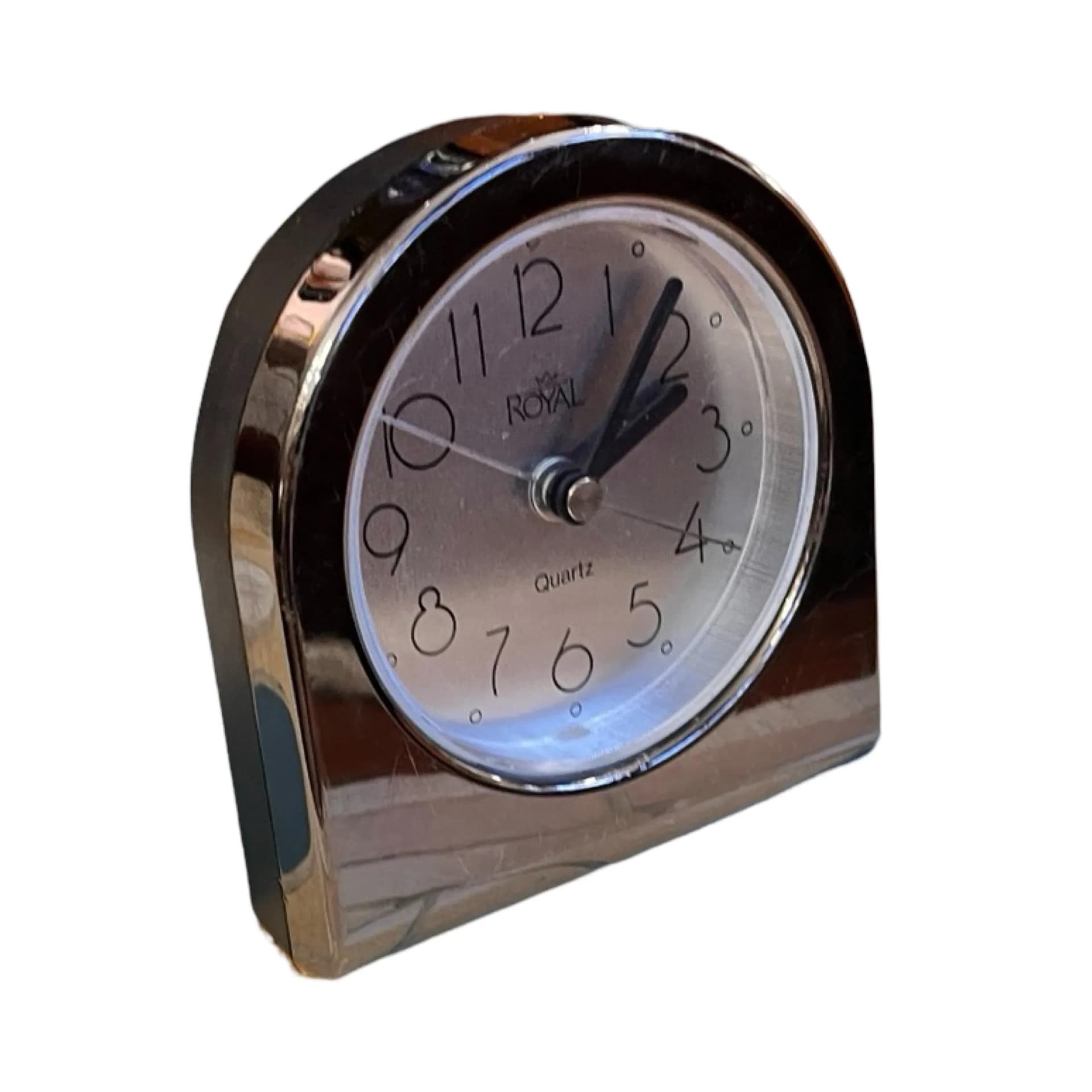 Zegar kominkowy Modern Royal, srebrny, metal chromowany, Niemcy, lata 80. - 126705