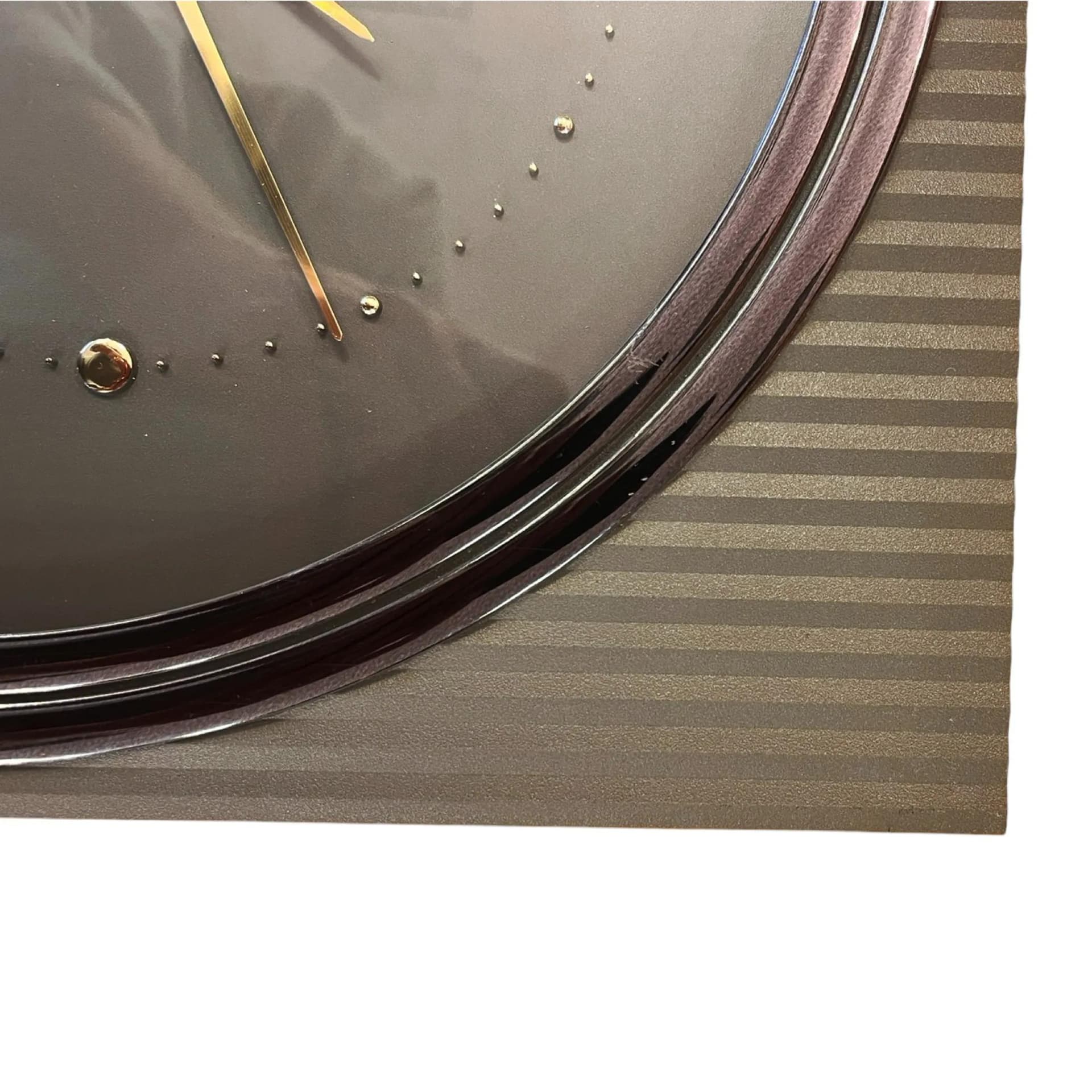 Wall Clock Hollywood Regency, gold black plastic, transparent glass, silver metal, Citizen, Japan, 1980s. - 126542