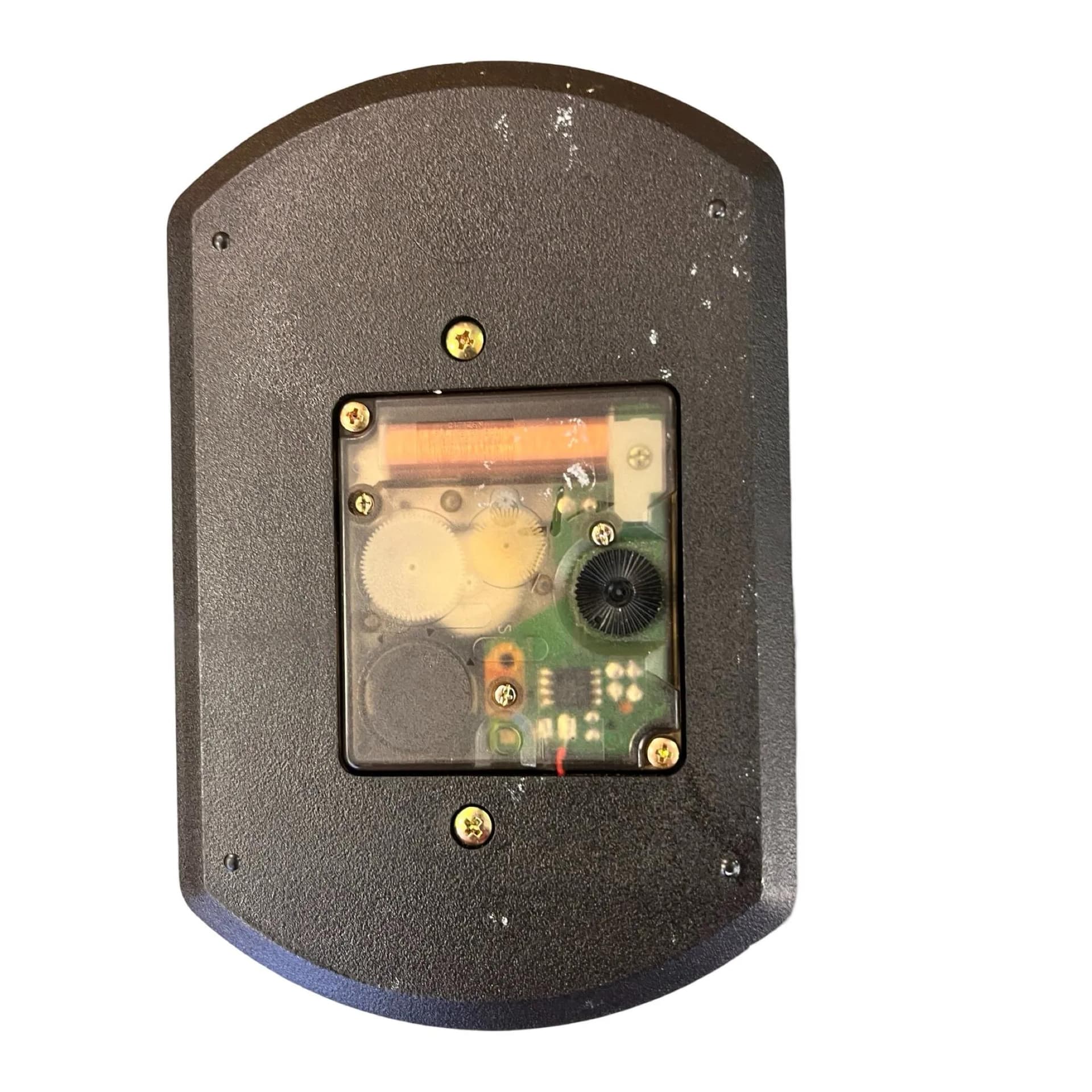 Wall Clock Hollywood Regency, gold black plastic, transparent glass, silver metal, Citizen, Japan, 1980s. - 126539