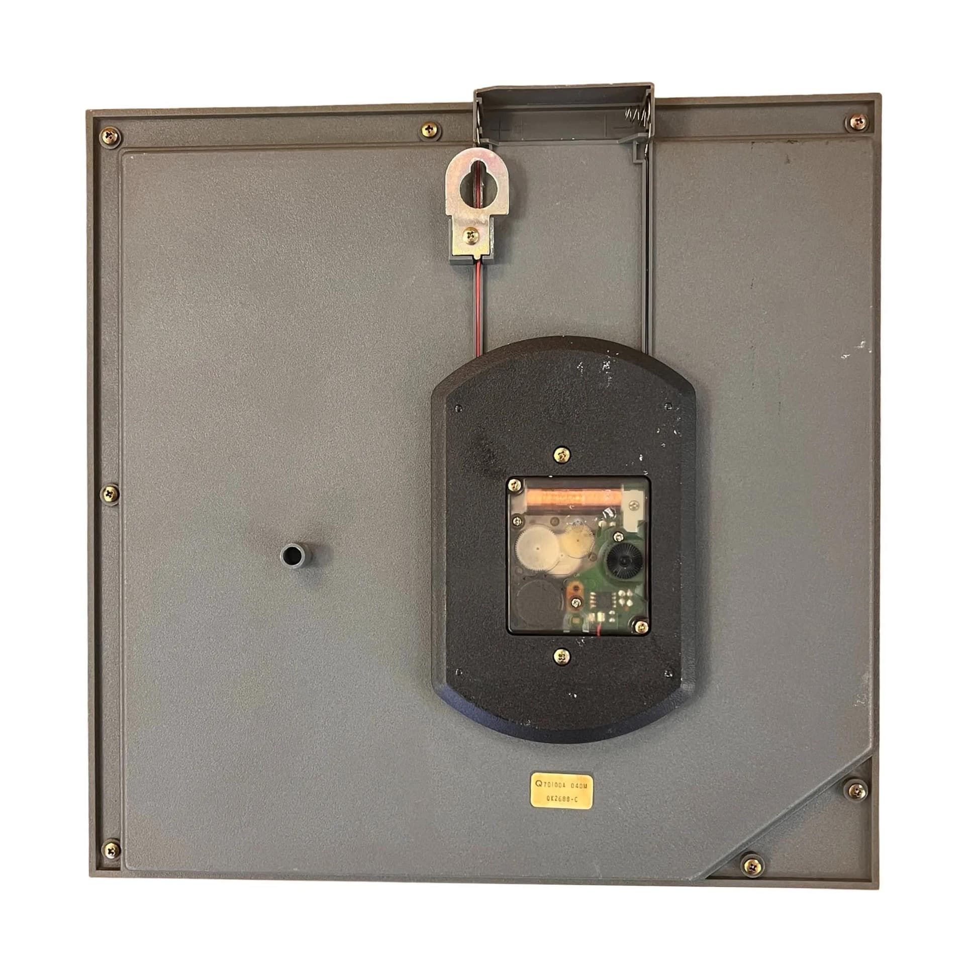 Wall Clock Hollywood Regency, gold black plastic, transparent glass, silver metal, Citizen, Japan, 1980s. - 126540