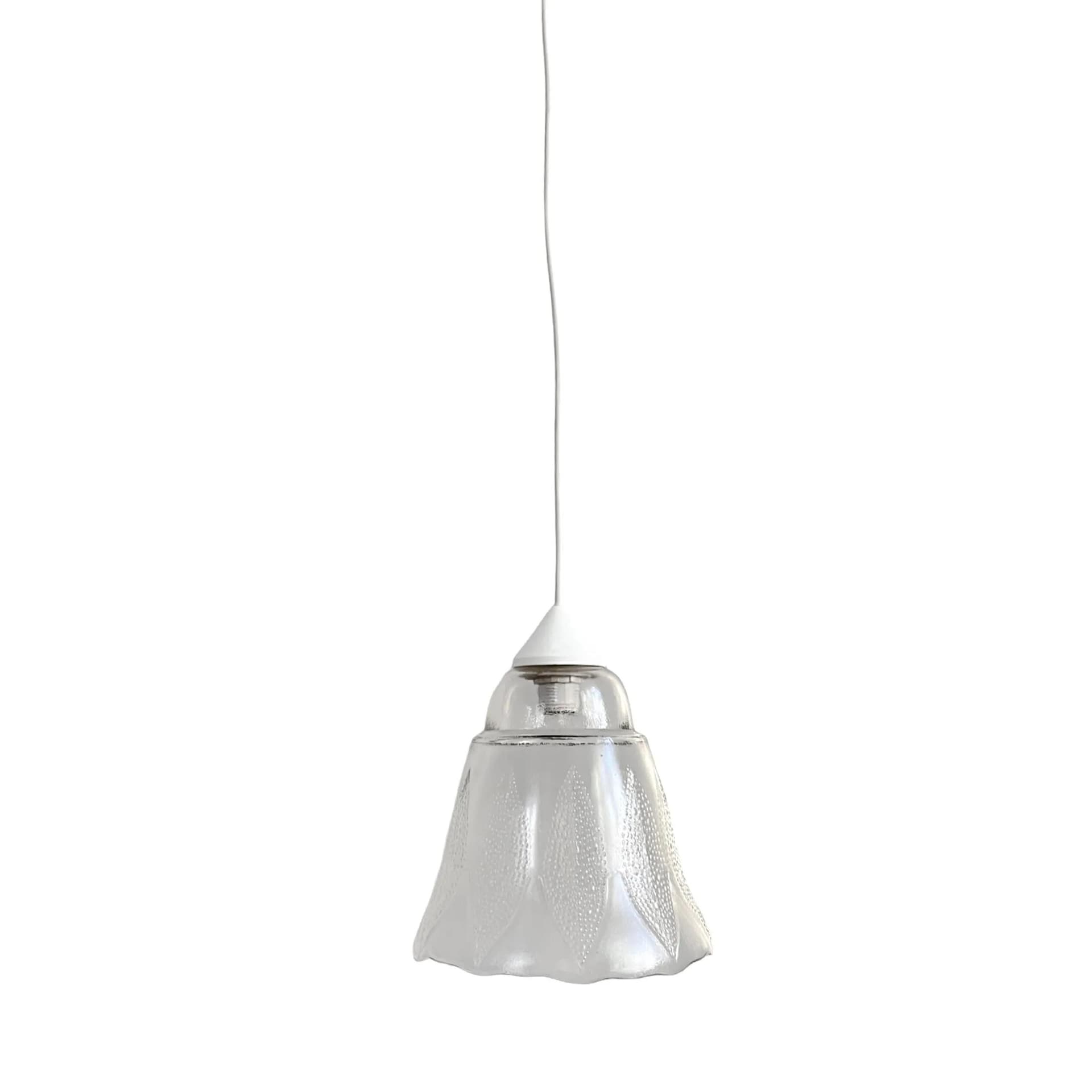 Pendant lamp Flower, white glass, Germany, 1970s. - 126655