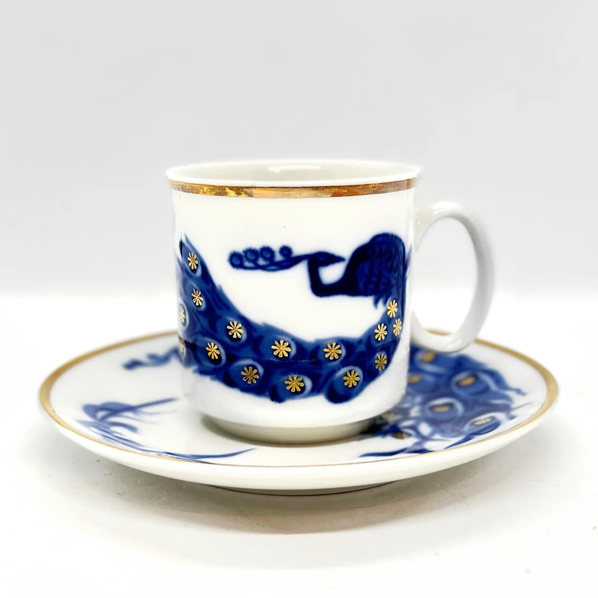 Komplet filiżanek ze spodkiem, Josephina, biały kobaltowy, porcelana, proj. J. Ježek, Czechosłowacja, lata 60. - 126640