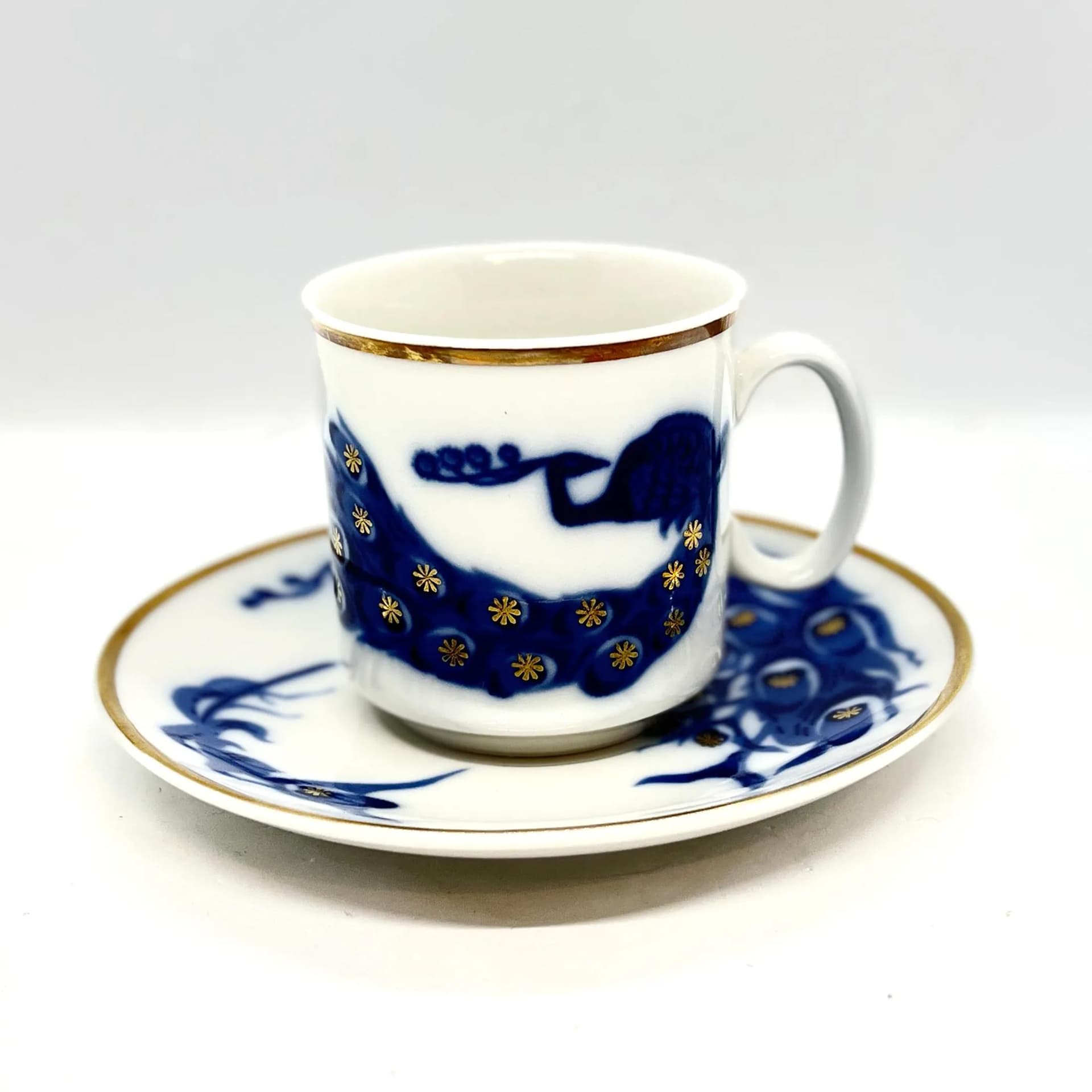 Komplet filiżanek ze spodkiem, Josephina, biały kobaltowy, porcelana, proj. J. Ježek, Czechosłowacja, lata 60. - 126638