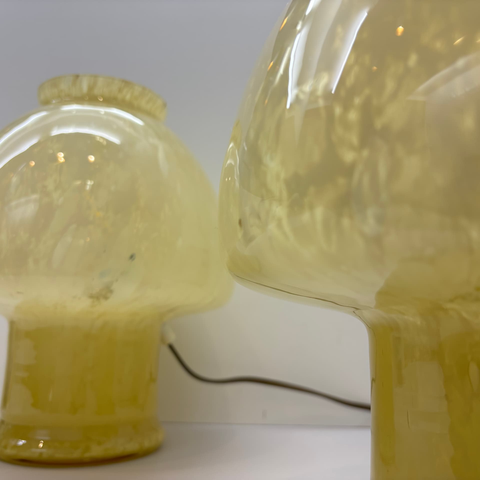 Para lamp nocnych Mushroom, szkło Murano żółty, Włochy, lata 70. - 129815