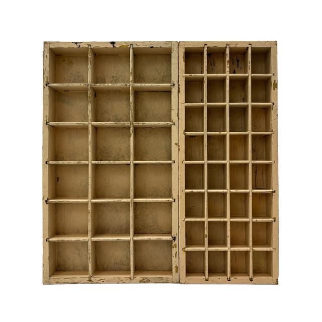 Organizer, beżowy, buk, Niemcy, lata 50. - WYMIARY