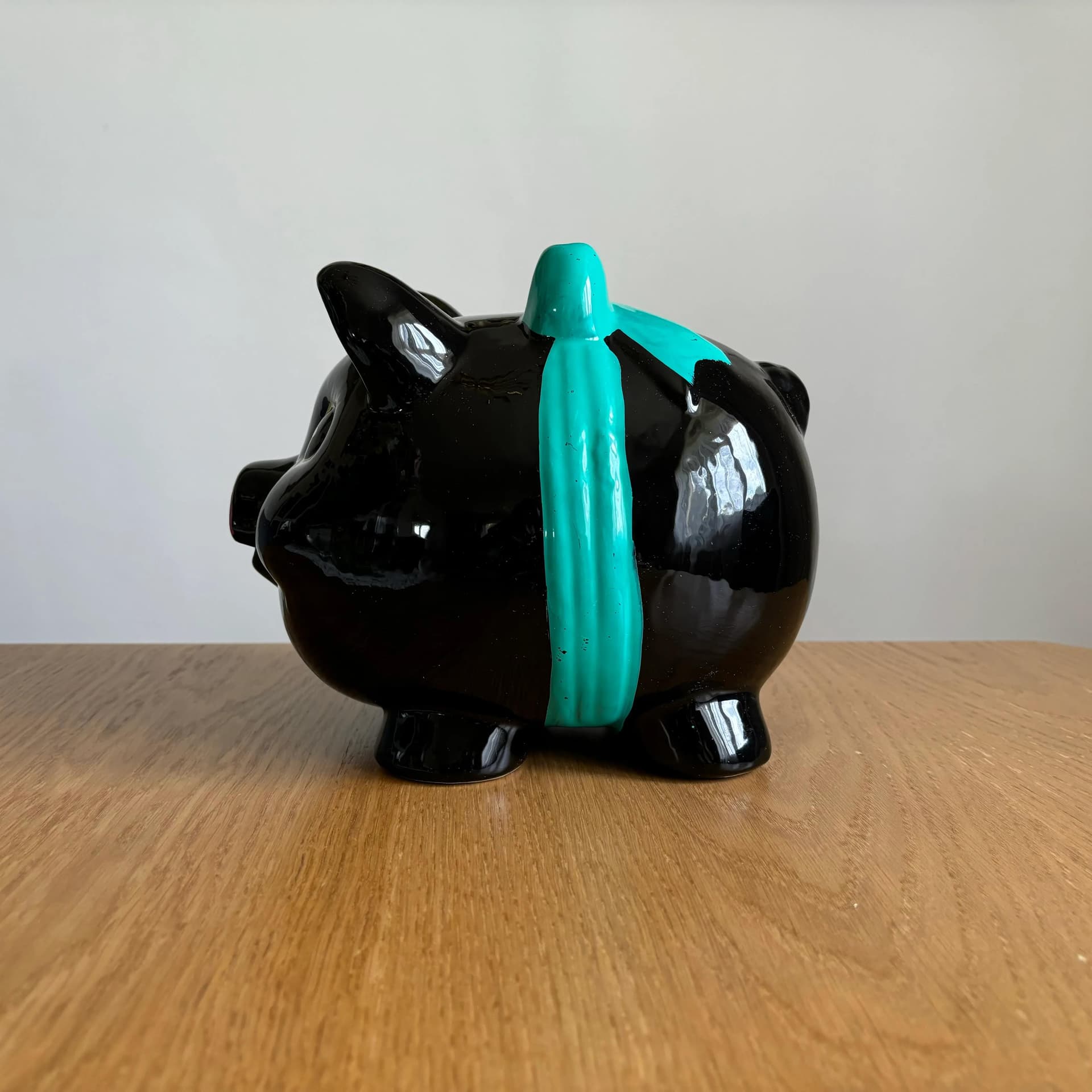 Piggy Bank Black Piggie, multicolor porcelain, Germany, 1980s. - 8811
