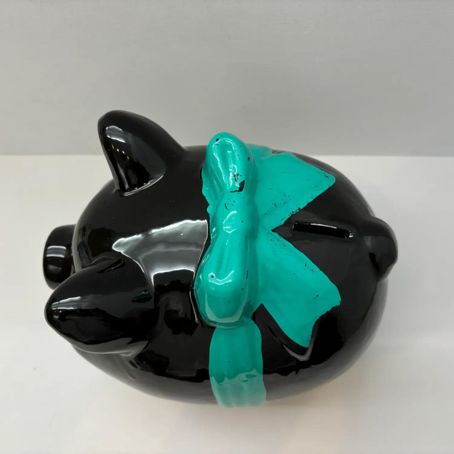 Piggy Bank Black Piggie, multicolor porcelain, Germany, 1980s. - 8817