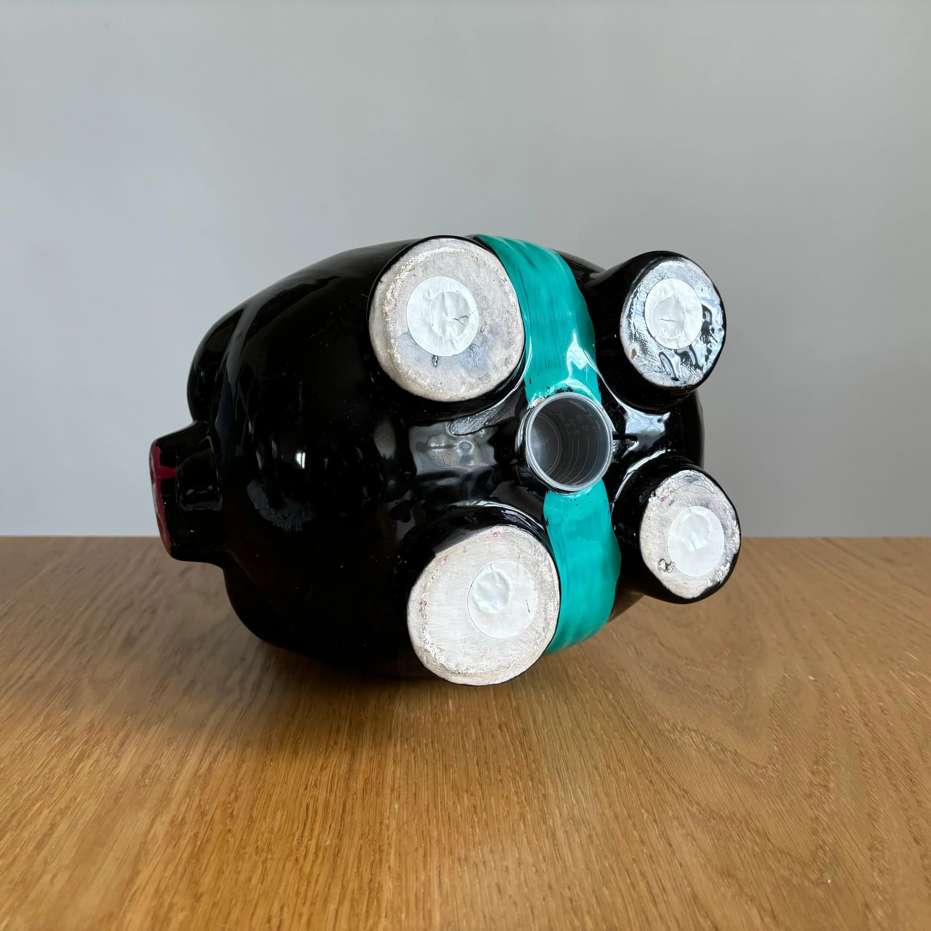 Piggy Bank Black Piggie, multicolor porcelain, Germany, 1980s. - 8810