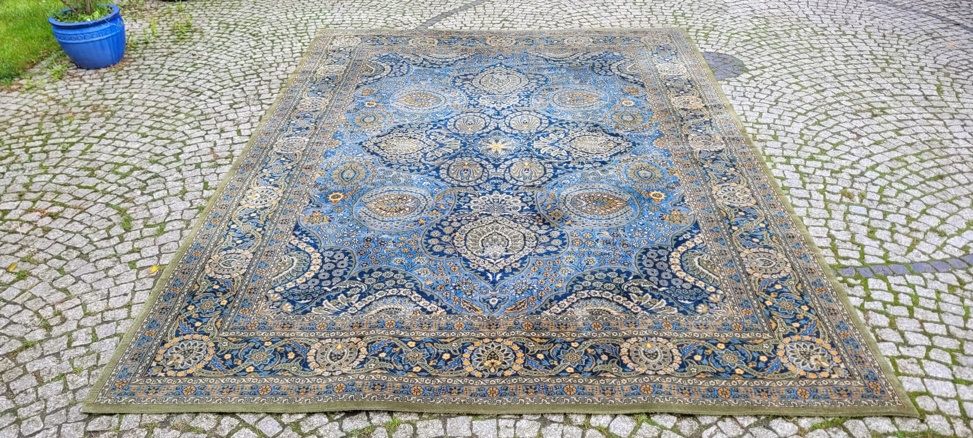 Dywan perski, 250x350 cm, niebieski, wełna, lata 70. - 129986