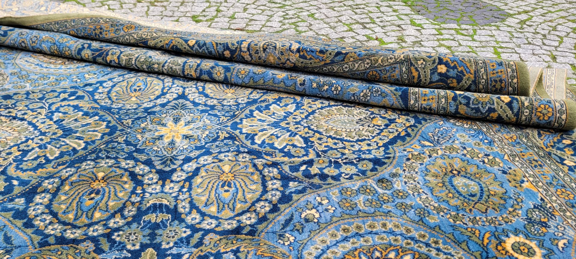 Dywan perski, 250x350 cm, niebieski, wełna, lata 70. - 129989