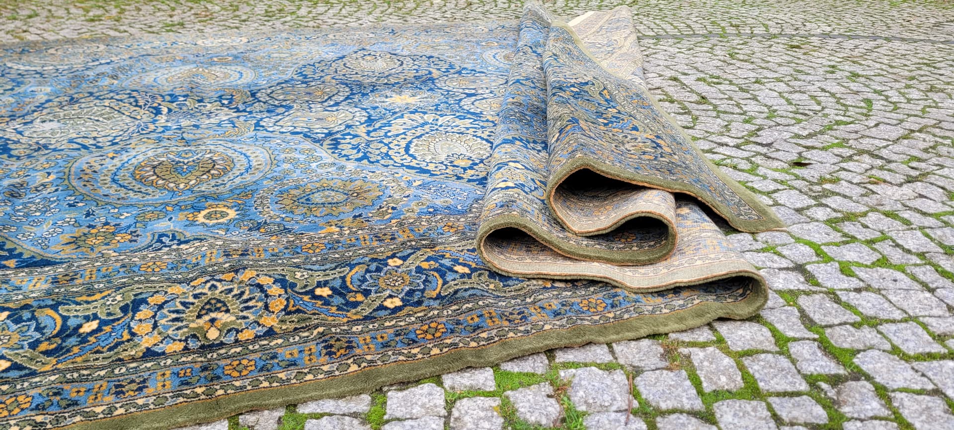 Dywan perski, 250x350 cm, niebieski, wełna, lata 70. - 129987