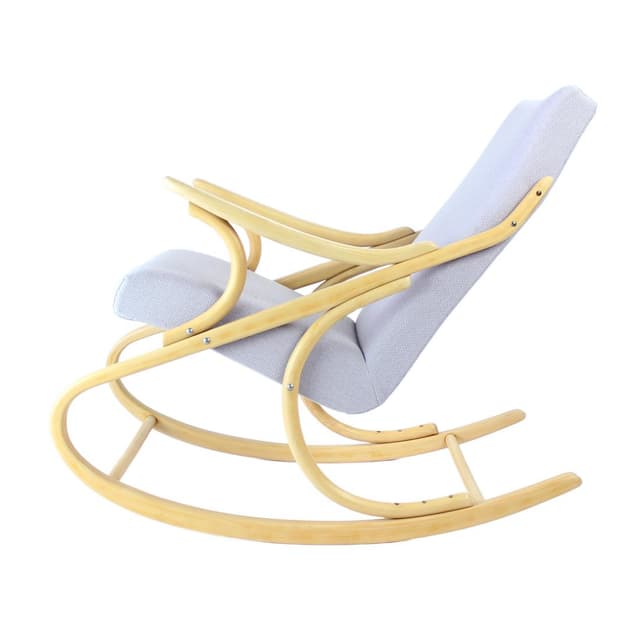 Fotel bujany, dąb blond, tkanina fioletowa, TON, Czechosłowacja, lata 60. - WYMIARY