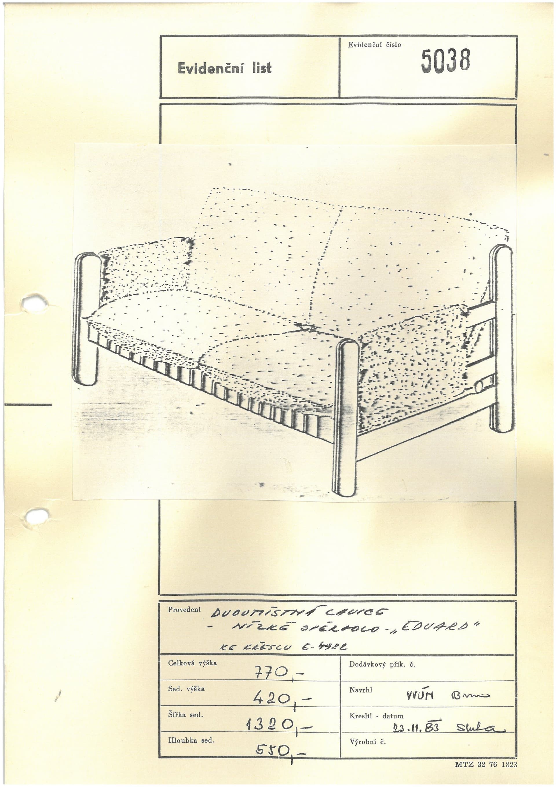 Sofa dwuosobowa Eduard, orzech ciemny, skóra ciemnobrązowa, proj. B. Hála, TON, Czechy, lata 80. - 130035