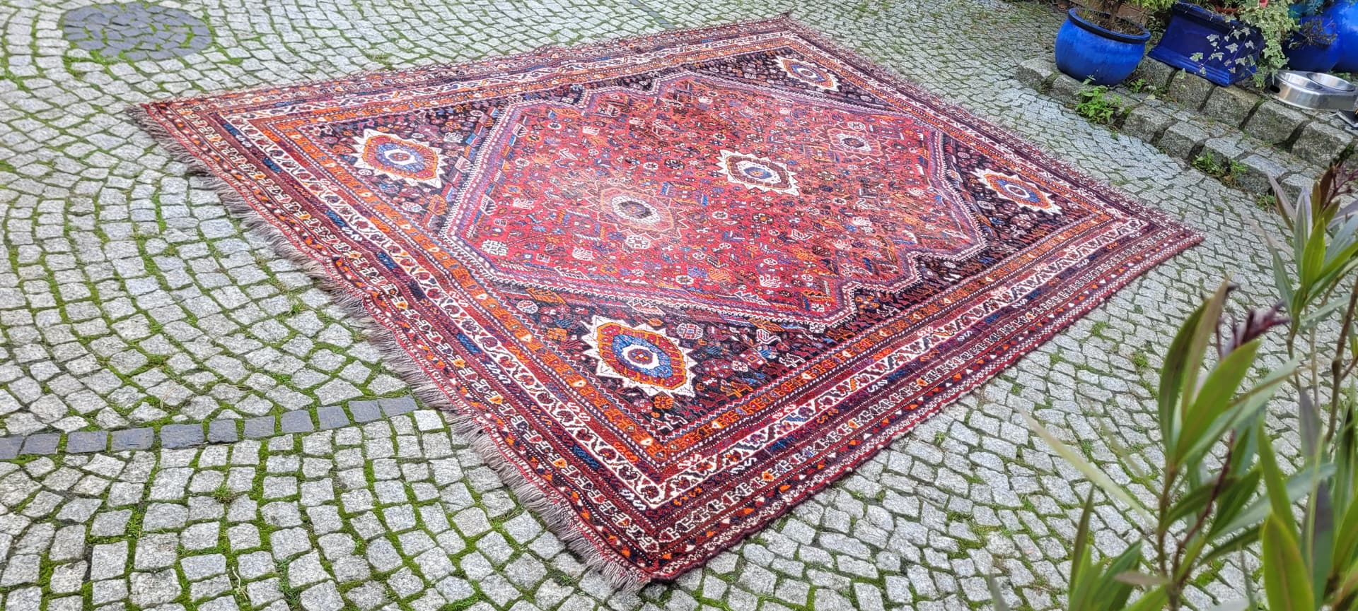 Dywan Kaszkaj, czerwony, wełna, Iran, 216x305 cm - 130105