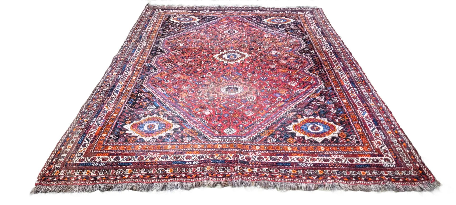 Dywan Kaszkaj, czerwony, wełna, Iran, 216x305 cm