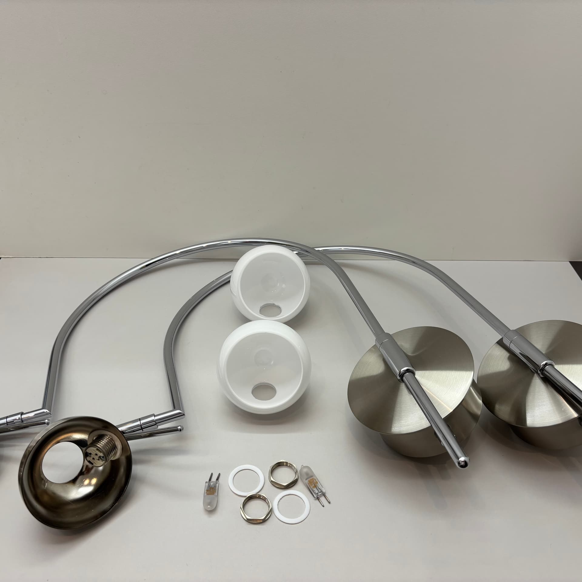 Para kinkietów, srebrny, stal chromowana, B+M Leuchten, Niemcy, lata 90. - 130278