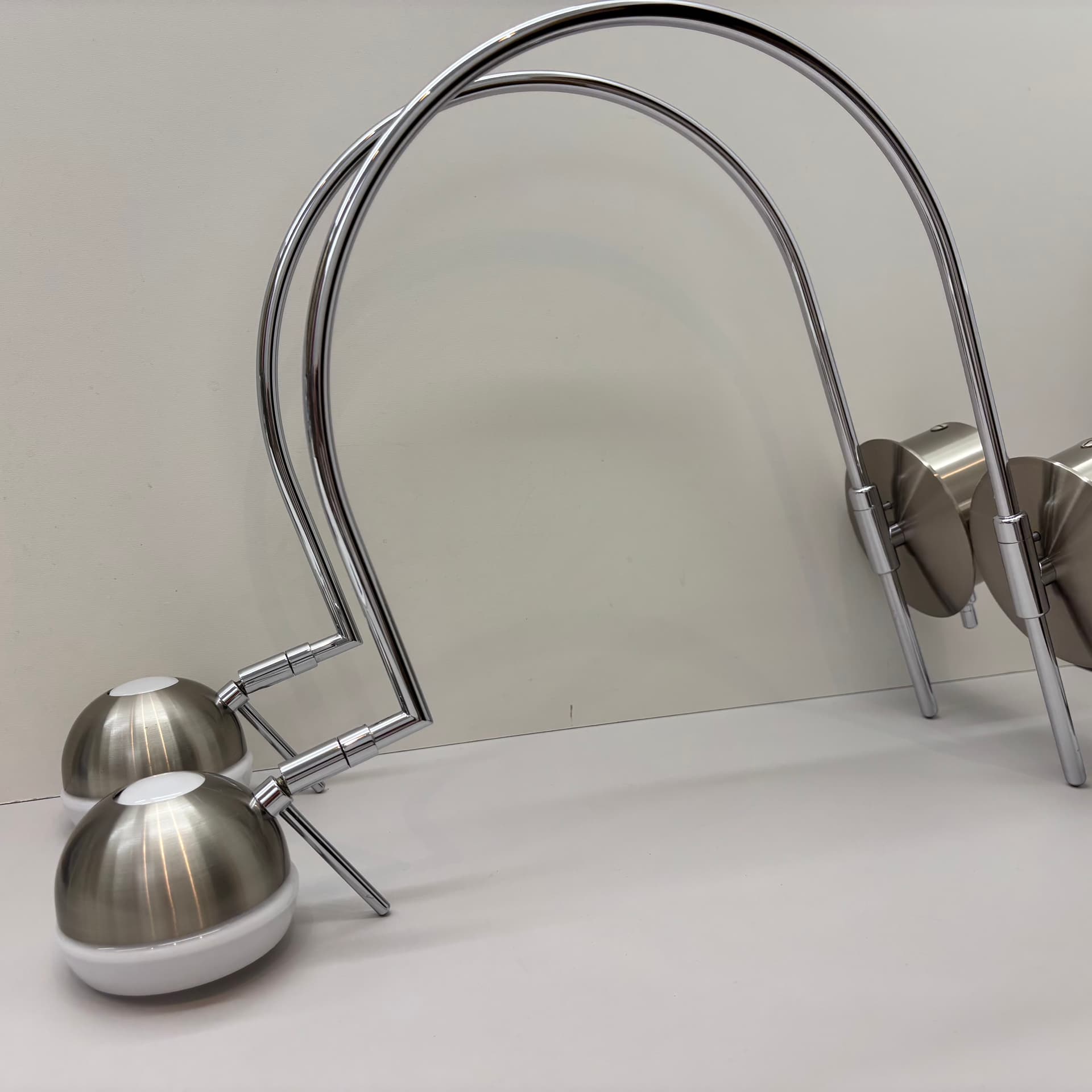 Para kinkietów, srebrny, stal chromowana, B+M Leuchten, Niemcy, lata 90. - 130271