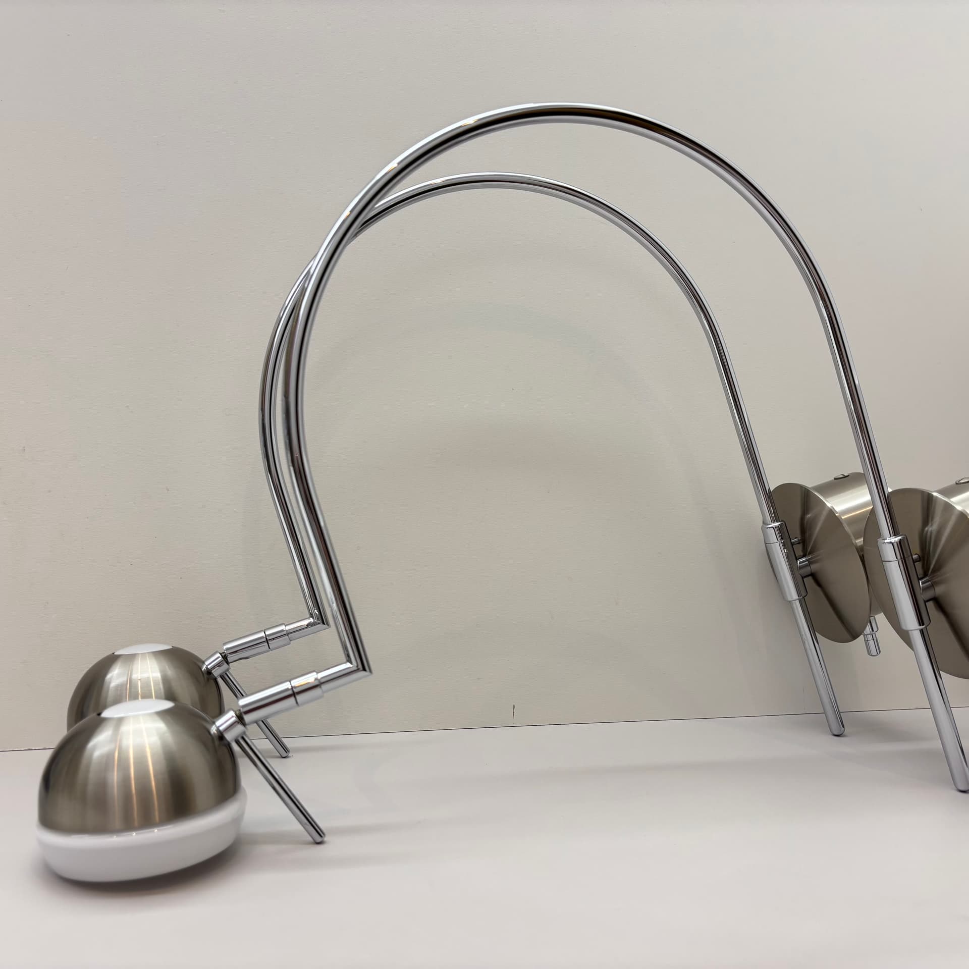 Para kinkietów, srebrny, stal chromowana, B+M Leuchten, Niemcy, lata 90. - 130279