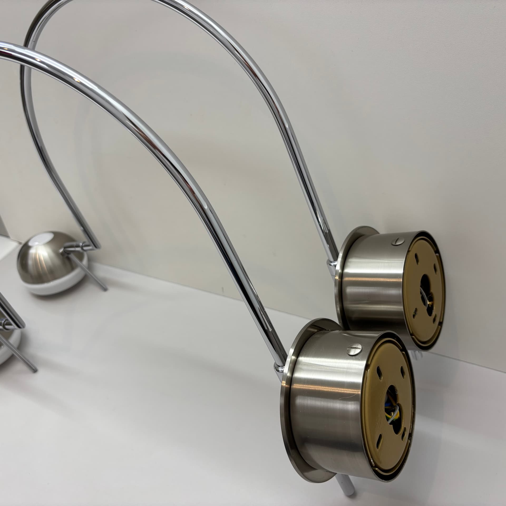 Para kinkietów, srebrny, stal chromowana, B+M Leuchten, Niemcy, lata 90. - 130270