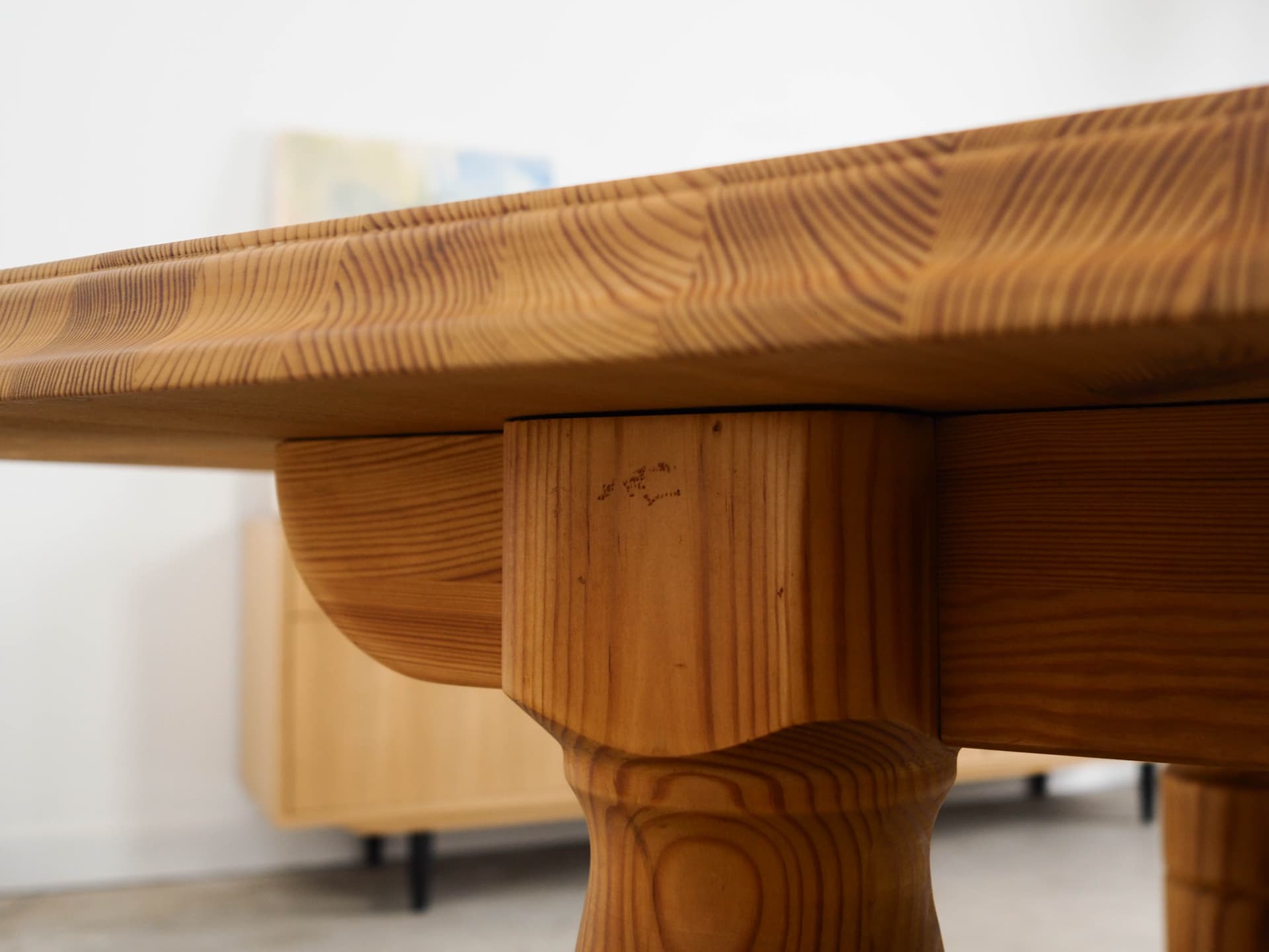 Dining table, light brown pine, Denmark, 1970s. - 130326