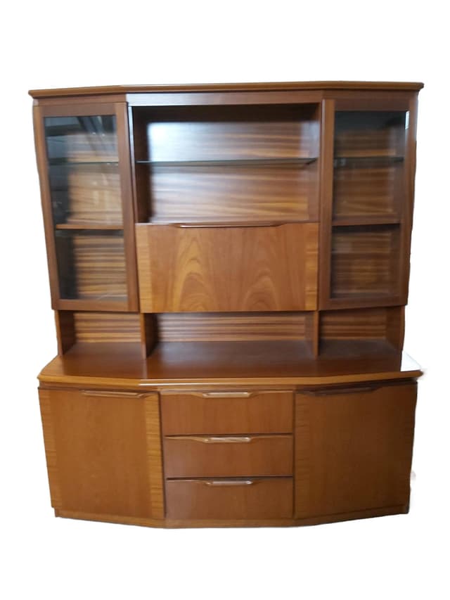 Kredens, teak brązowy, Anglia, lata 70. - WYMIARY