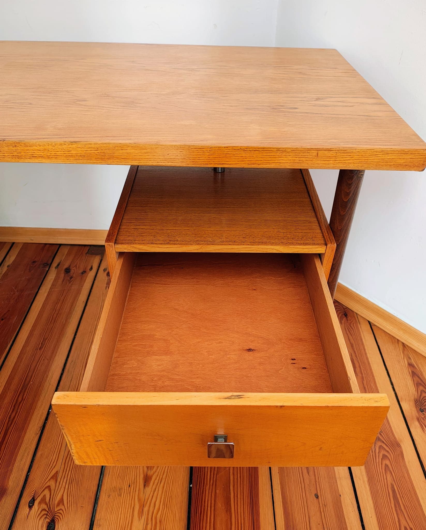 Desk, brown wood, by B. Landsman, UP Závody, Czechoslovakia, 1960s. - 130456