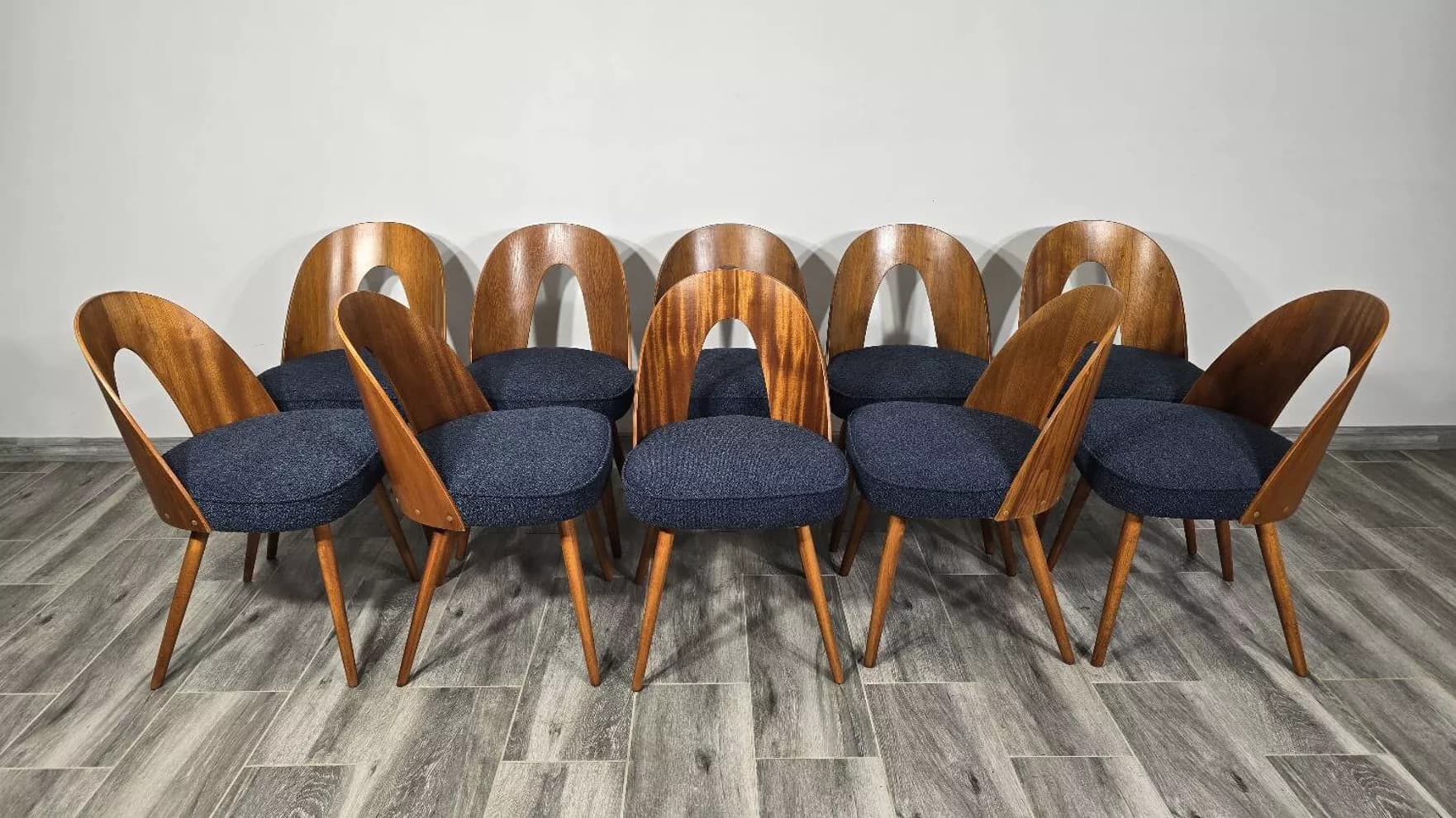 Set of four chairs, brown plywood, by A. Suman, Tatra Nabytok, Czechoslovakia, 1960s. - 130506