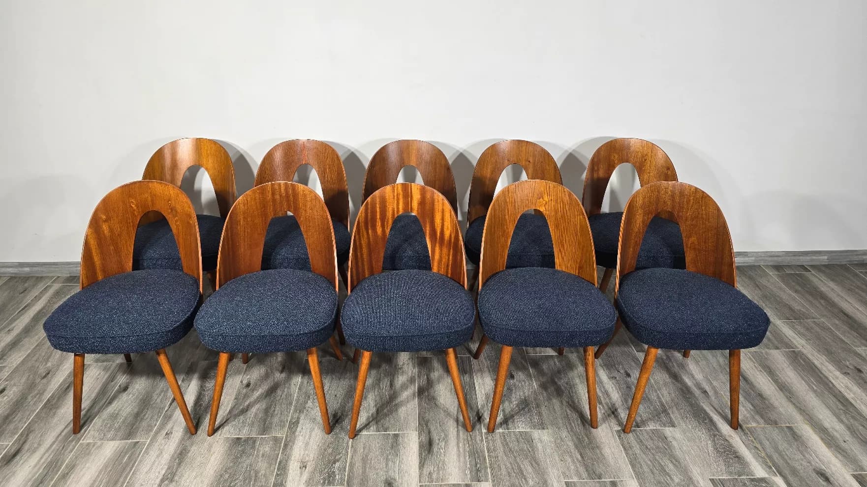 Set of four chairs, brown plywood, by A. Suman, Tatra Nabytok, Czechoslovakia, 1960s. - 130505