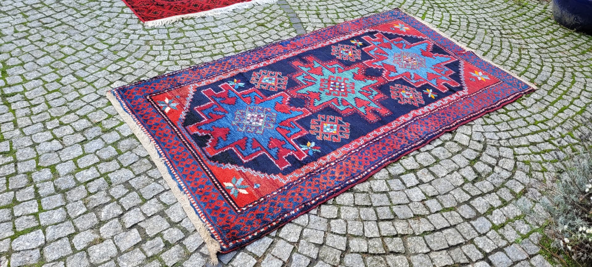 Dywan Hamadan 210x112 cm, czerwony, wełna, Iran, lata 70. - 130525