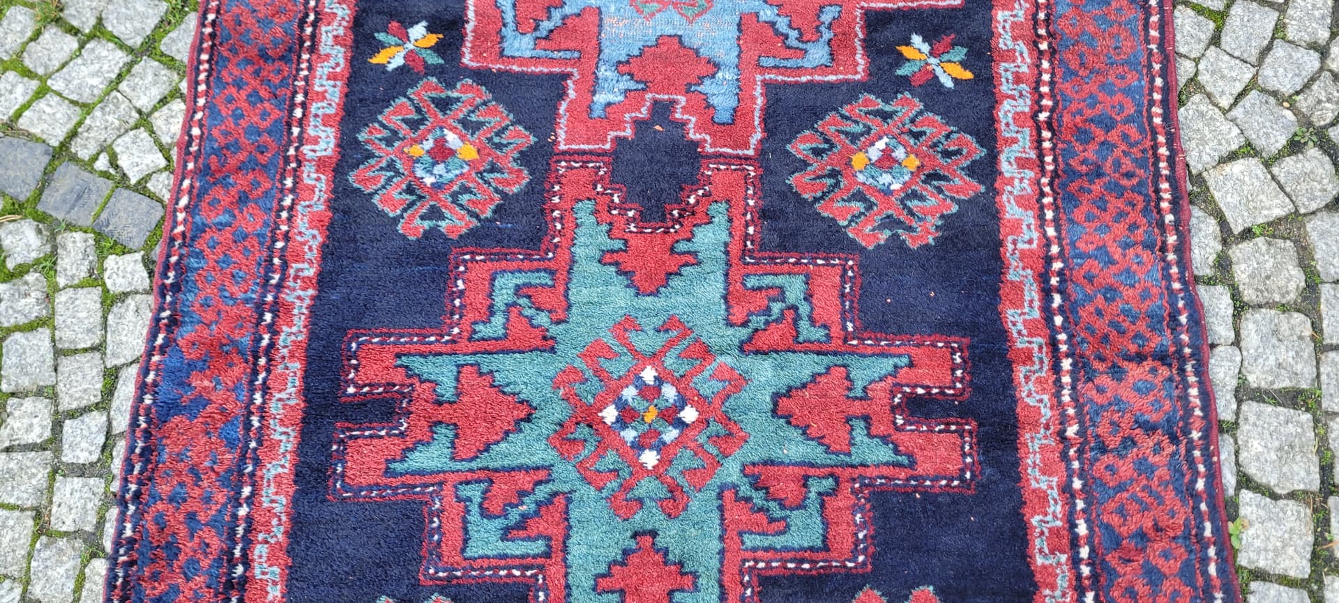 Dywan Hamadan 210x112 cm, czerwony, wełna, Iran, lata 70. - 130521