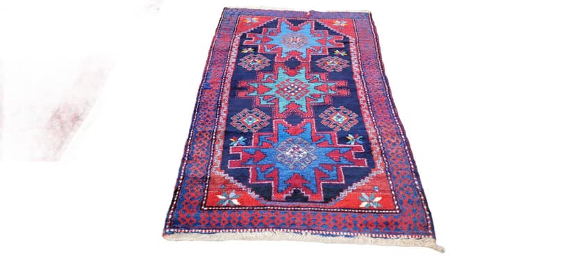 Dywan Hamadan 210x112 cm, czerwony, wełna, Iran, lata 70.